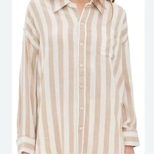 Rails Beige and White Striped Shirt